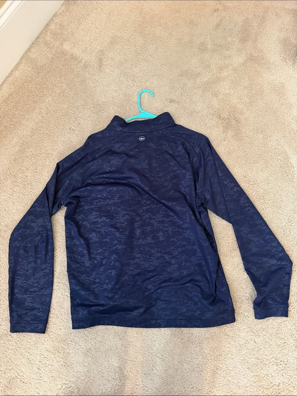 Peter Millar Men's Navy Camo Quarter-Zip Performance Jacket